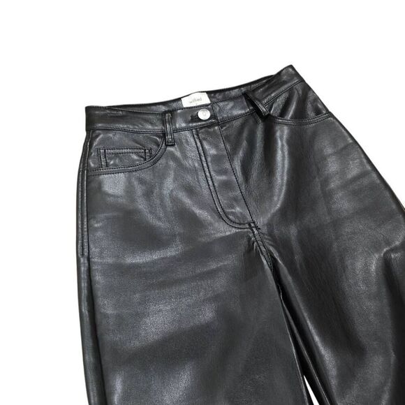 Aritzia Wilfred Melina Pants Womens 0 Black Faux Leather 100% Polyurethane Zip F - Picture 3 of 8